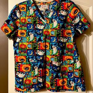 Xl Peaches Halloween scrub top